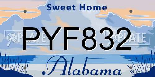 PYF832 Alabama License Plate