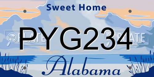 PYG234 Alabama License Plate