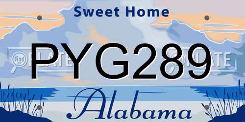 PYG289 Alabama License Plate