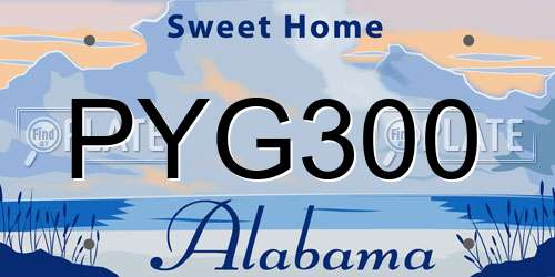 PYG300 Alabama License Plate