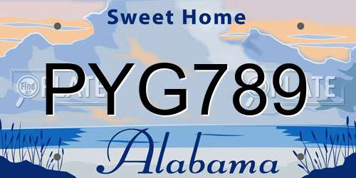 PYG789 Alabama License Plate