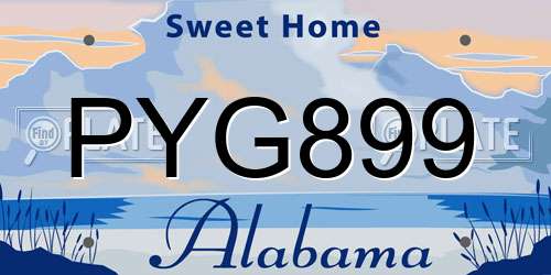 PYG899 Alabama License Plate