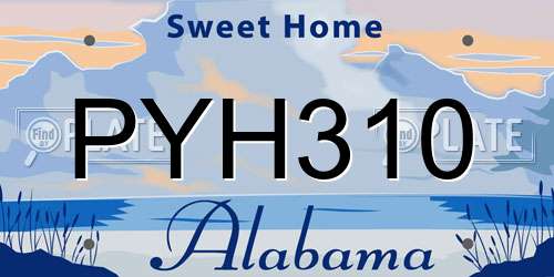 PYH310 Alabama License Plate