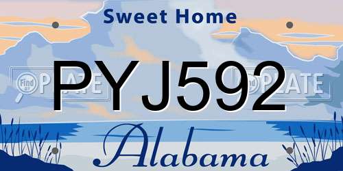 PYJ592 Alabama License Plate