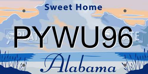 PYWU96 Alabama License Plate