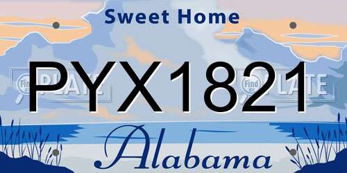 PYX1821 Alabama License Plate