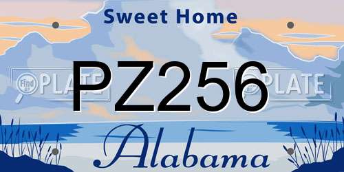 PZ256 Alabama License Plate