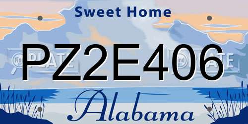 PZ2E406 Alabama License Plate