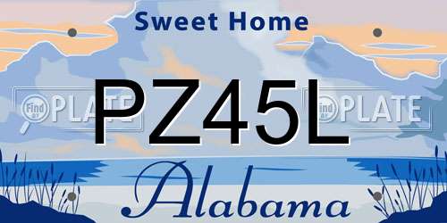 PZ45L Alabama License Plate