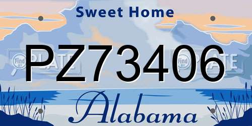 PZ73406 Alabama License Plate