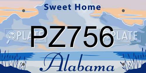 PZ756 Alabama License Plate