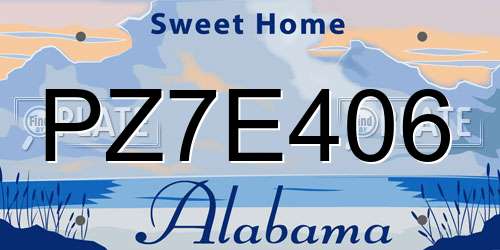 PZ7E406 Alabama License Plate