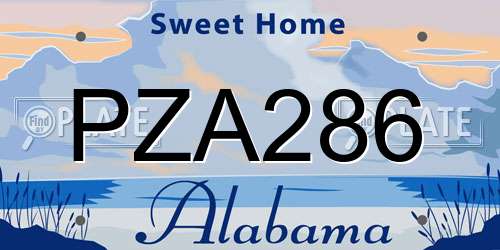PZA286 Alabama License Plate