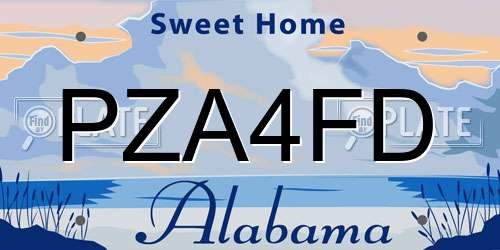 PZA4FD Alabama License Plate