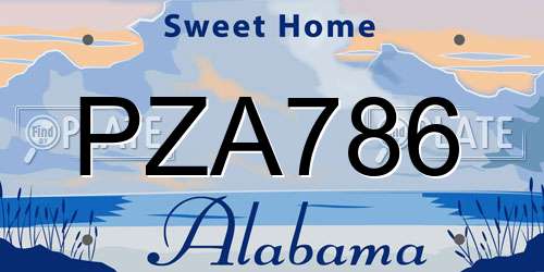 PZA786 Alabama License Plate
