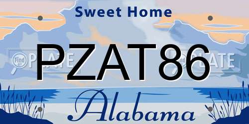 PZAT86 Alabama License Plate