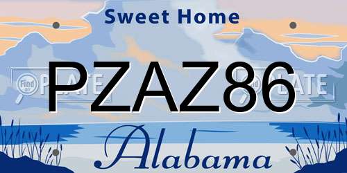 PZAZ86 Alabama License Plate