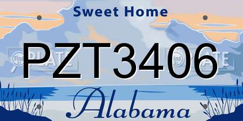 PZT3406 Alabama License Plate