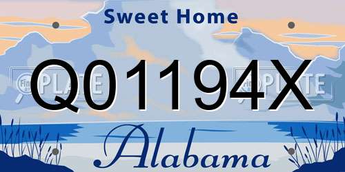 Q01194X Alabama License Plate