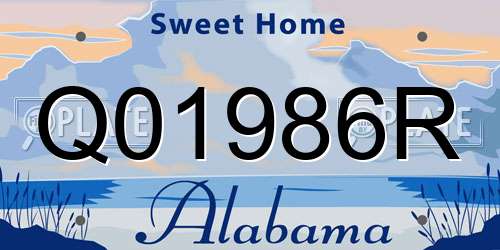 Q01986R Alabama License Plate
