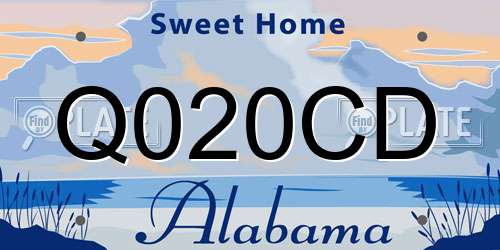 Q020CD Alabama License Plate