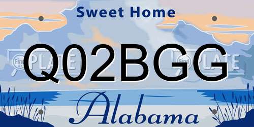 Q02BGG Alabama License Plate