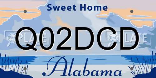 Q02DCD Alabama License Plate