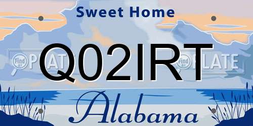 Q02IRT Alabama License Plate