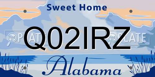 Q02IRZ Alabama License Plate