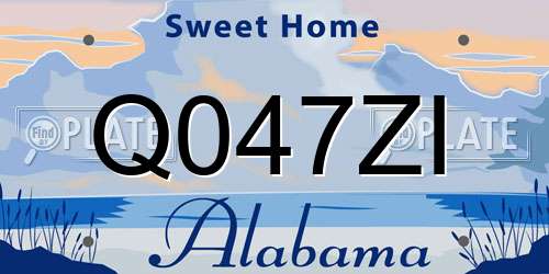 Q047ZI Alabama License Plate