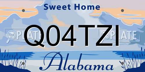 Q04TZI Alabama License Plate