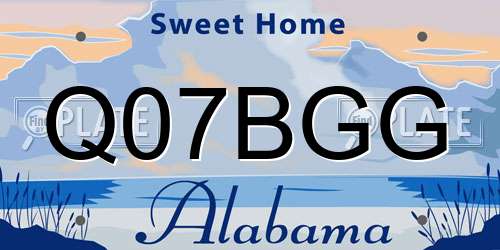 Q07BGG Alabama License Plate