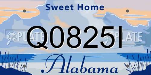 Q0825I Alabama License Plate