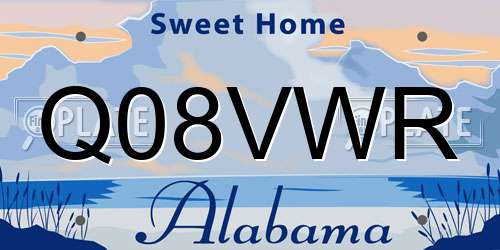 Q08VWR Alabama License Plate