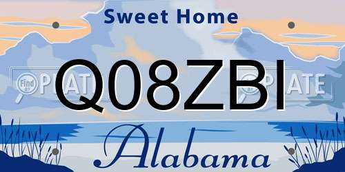Q08ZBI Alabama License Plate