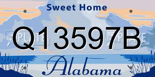 Q13597B Alabama License Plate