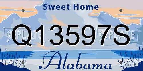 Q13597S Alabama License Plate