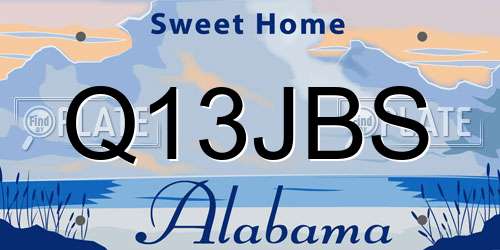 Q13JBS Alabama License Plate