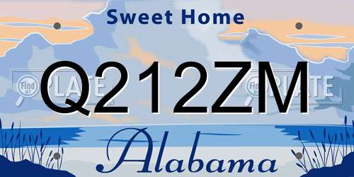 Q212ZM Alabama License Plate
