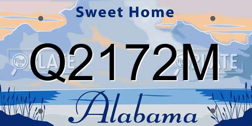 Q2172M Alabama License Plate