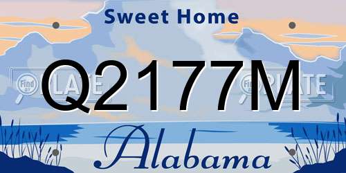 Q2177M Alabama License Plate