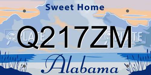 Q217ZM Alabama License Plate
