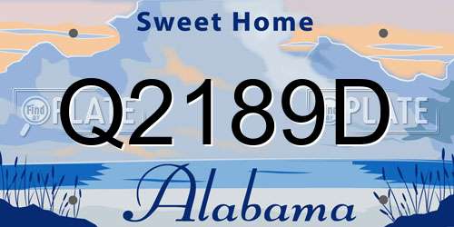 Q2189D Alabama License Plate