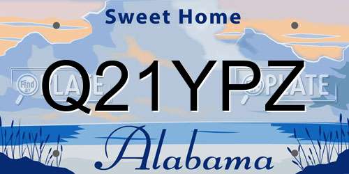 Q21YPZ Alabama License Plate
