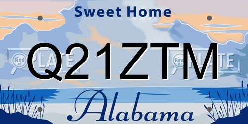 Q21ZTM Alabama License Plate