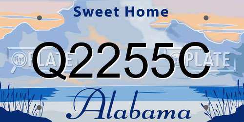 Q2255C Alabama License Plate