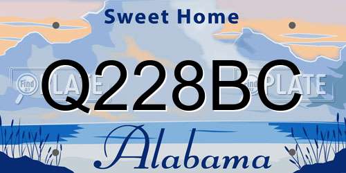Q228BC Alabama License Plate
