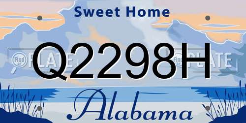 Q2298H Alabama License Plate