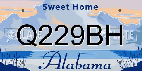 Q229BH Alabama License Plate