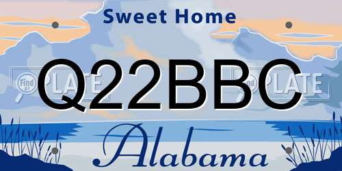 Q22BBC Alabama License Plate